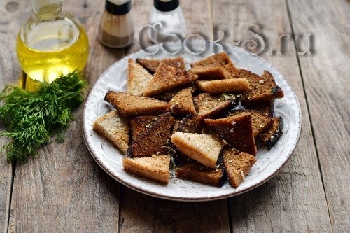 Гренки из белого хлеба с чесноком: вкусный рецепт и фото