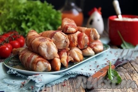 Пошаговый рецепт с фото: куриное филе в беконе на сковороде