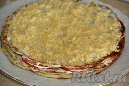 QR-код к рецепту торта из кабачков с помидорами и чесноком и сыром