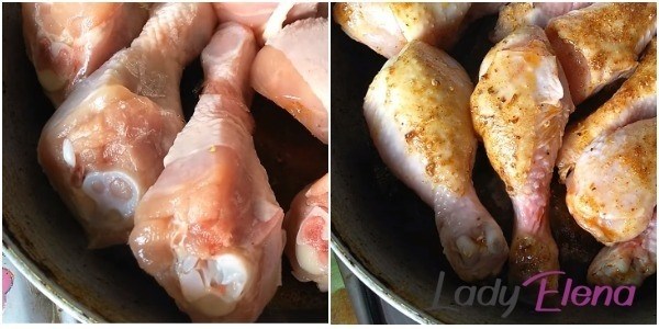 Куриные окорочка, жаренные на сковороде
