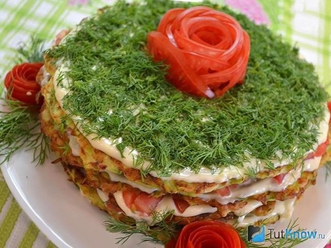 Торт из кабачков с помидорами: пошаговый рецепт