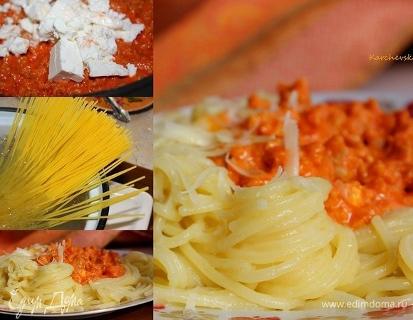 Пошаговый рецепт спагетти с томатной пастой и фаршем