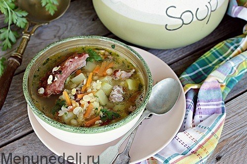 Гороховый суп с копчеными рёбрышками: рецепт приготовления