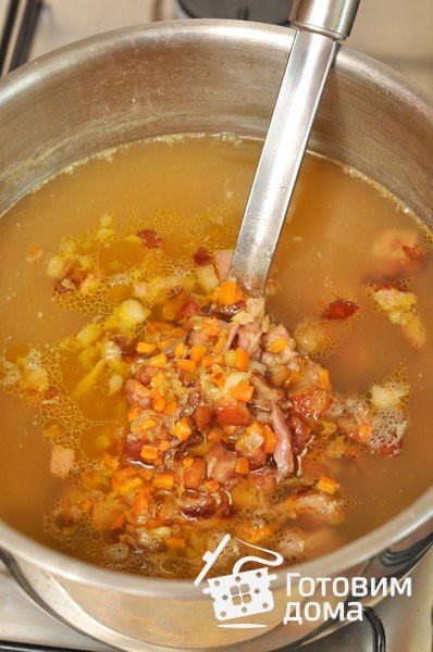 Фотоотчеты к рецепту горохового супа с копчеными рёбрышками