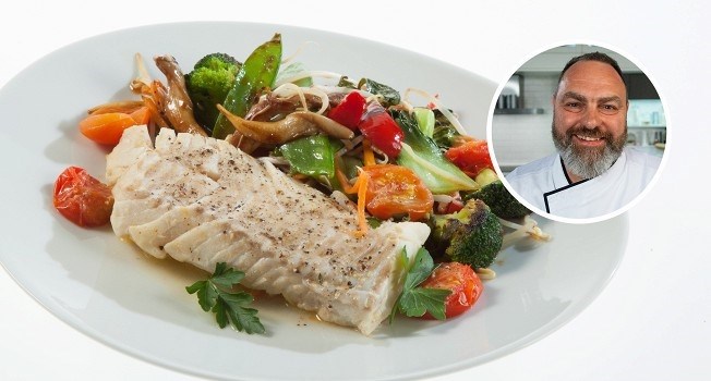 Ингредиенты и БЖУ в рыбе с овощами на сковороде тушеной