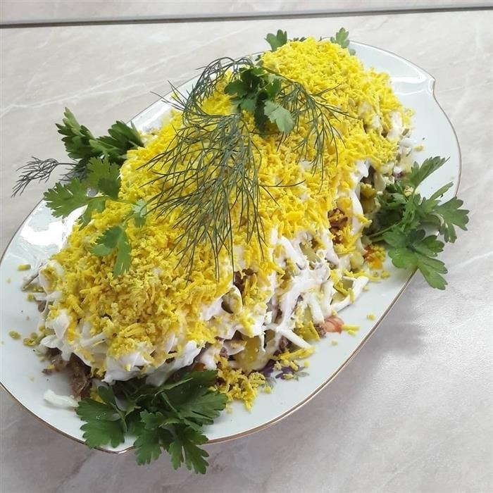 Пошаговый рецепт с фото: салат с печенью говяжьей и солеными огурцами